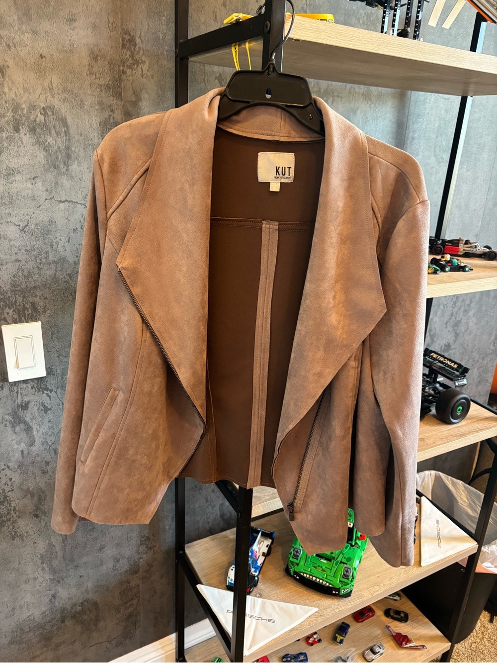 Kut from the Kloth Taupe Open-Front Faux Suede Jacket